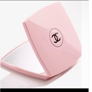 CHANEL Light Pink Compact Mirror with CC Emblem
